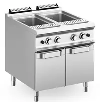 MBM Italy Pastakoker | DOMINA PRO 900 | Gas | 2x 40L | 26.6kW (230V) | Vulkranen + Aftapkranen | Piëzo Ontsteking | 800x900x850(h)mm