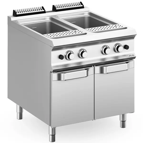 Pastakoker | DOMINA PRO 900 | Gas | 2x 40L | 26.6kW (230V) | Vulkranen + Aftapkranen | Piëzo Ontsteking | 800x900x850(h)mm