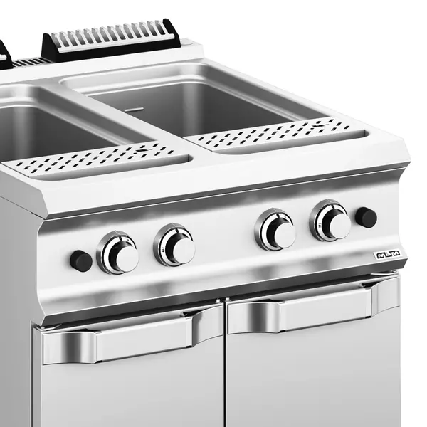 Pastakoker | DOMINA PRO 900 | Gas | 2x 40L | 26.6kW (230V) | Vulkranen + Aftapkranen | Piëzo Ontsteking | 800x900x850(h)mm