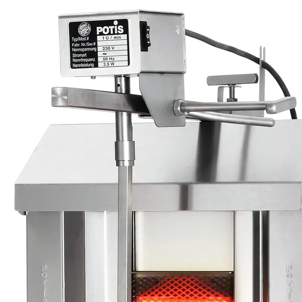 Dönergrill | STANDARD | Gas | 2 Branders | 7kW (2x 3.5kW) | Max. 30kg | Rotatiemotor Boven | 500x650x920(h)mm