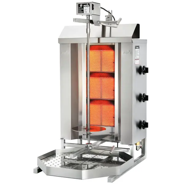 Dönergrill | STANDARD | Gas | 3 Branders | 8.4kW (3x 2.8kW) | Max. 40kg | Rotatiemotor Boven | 525x680x920(h)mm