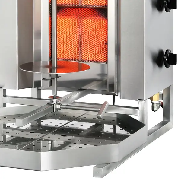 Dönergrill | STANDARD | Gas | 4 Branders | 7kW (4x 1.75kW) | Max. 30kg | Rotatiemotor Boven | 500x650x920(h)mm