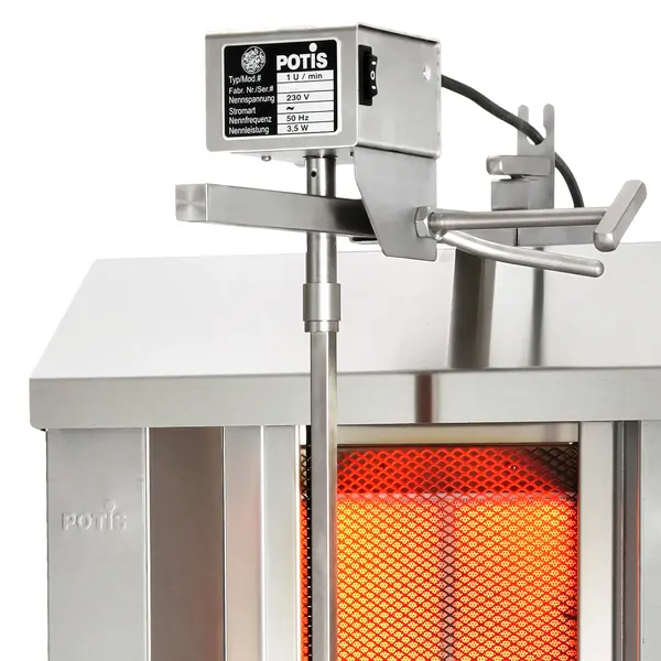 Dönergrill | STANDARD | Gas | 4 Branders | 7kW (4x 1.75kW) | Max. 30kg | Rotatiemotor Boven | 500x650x920(h)mm