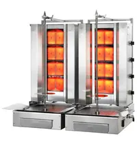 Potis Dönergrill | SERIE F | Gas | 2x 4 Branders | 28kW (8x 3.5kW) | Max. 2x 70kg | Rotatiemotoren Onder | 1140x760x1040(h)mm