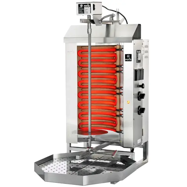 Dönergrill | STANDARD | Elektrisch | 4 Elementen (Keramisch) | 5.2kW (400V) | Max. 30kg | Rotatiemotor Boven | 500x650x920(h)mm