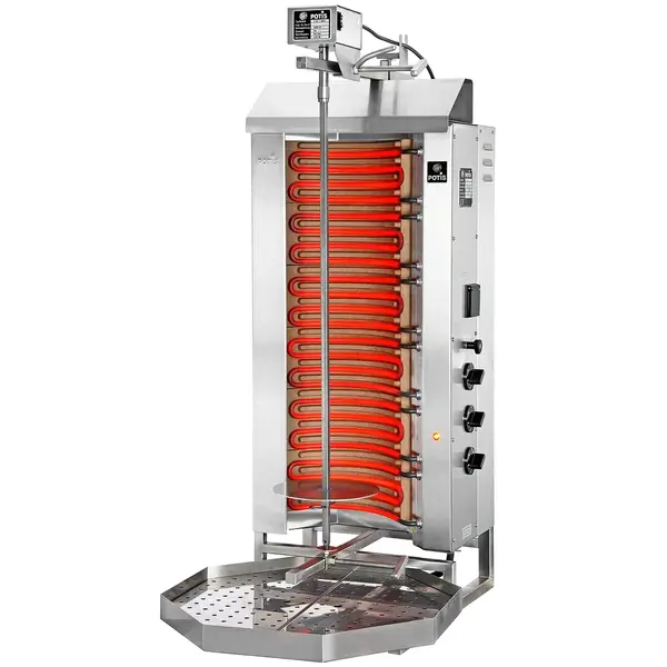 Dönergrill | STANDARD | Elektrisch | 6 Elementen (Keramisch) | 7.8kW (400V) | Max. 50kg | Rotatiemotor Boven | 500x650x1120(h)mm