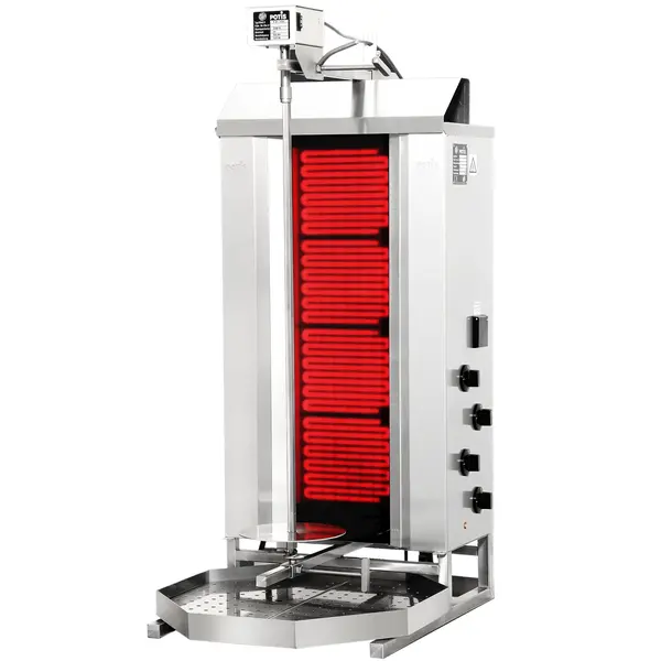 Dönergrill | STANDARD | Elektrisch | 4 Elementen (Glaskeramisch) | 7.6kW (400V) | Max. 70kg | Rotatiemotor Boven | 550x740x1120(h)mm