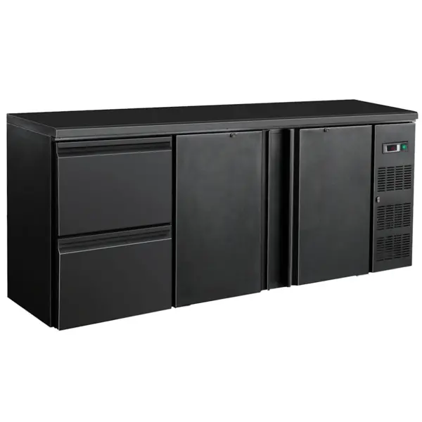 Barkoelkast | STANDARD LINE | 537L | Zwart | 0°C/+10°C | Geforceerd | 2 Draaideuren + 2 Laden | 2002x513x860(h)mm