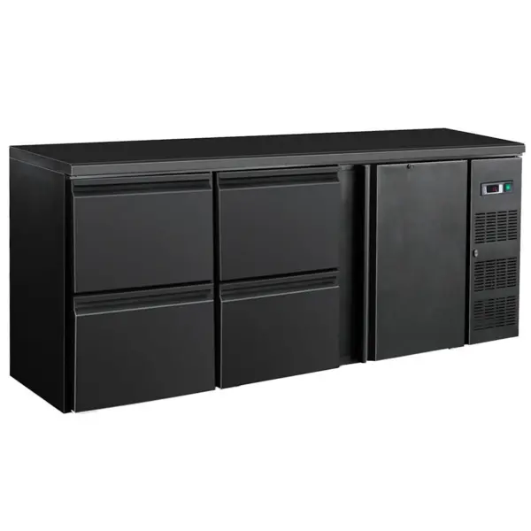 Barkoelkast | STANDARD LINE | 537L | Zwart | 0°C/+10°C | Geforceerd | 1 Draaideur + 4 Laden | 2002x513x860(h)mm