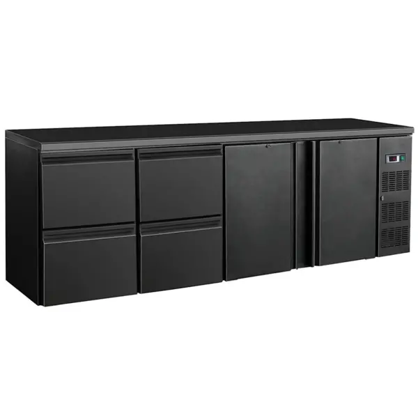 Barkoelkast | STANDARD LINE | 698L | Zwart | 0°C/+10°C | Geforceerd | 2 Draaideuren + 4 Laden | 2542x513x860(h)mm