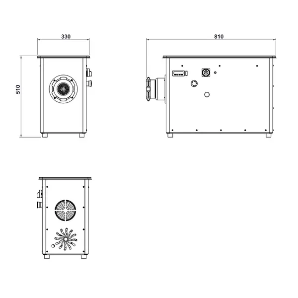 Vlees-/Gehaktmolen | Mes N°22 (Ø220mm) | 450kg/u | Vaste Kop (Gekoeld) | 1.5kW (400V) | 390x870x570(h)mm