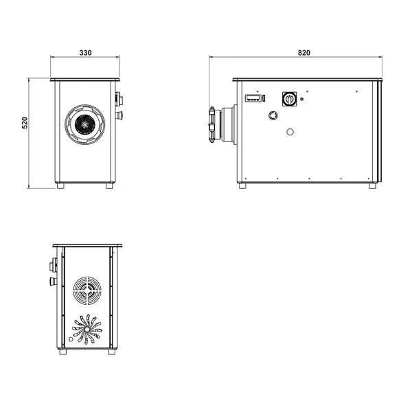 Vlees-/Gehaktmolen | Mes N°32 (Ø320mm) | 750kg/u | Vaste Kop (Gekoeld) | 3kW (230V) | 390x870x570(h)mm