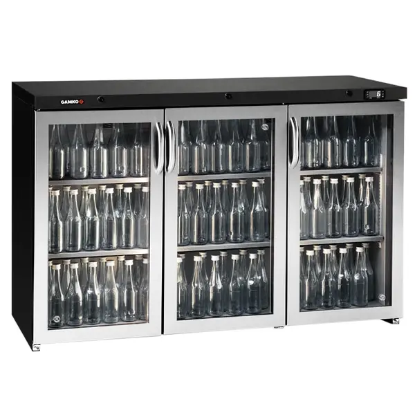 Barkoelkast | MAXIGLASS | 371L | Antracietgrijs/RVS | +2°C/+18°C | Geforceerd | Draaideuren | 1350x576x840/850(h)mm