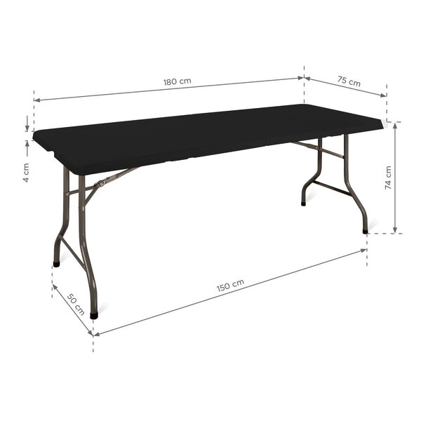 Inklapbare Buffettafel | EVENT | Kunststof/Staal | Zwart Blad | Grijs Frame | In-/Outdoor | 1800x750x740(h)mm