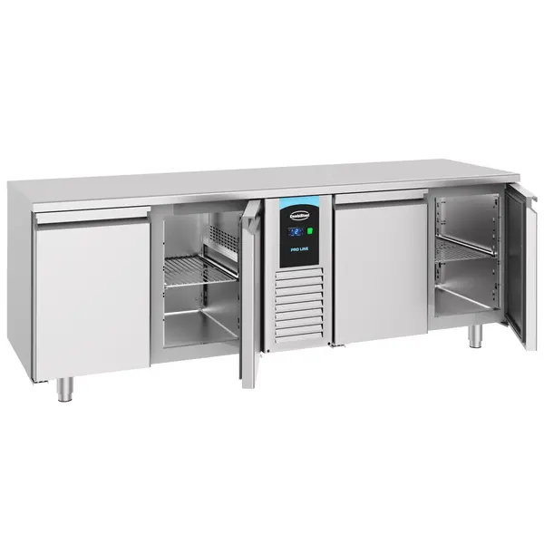 Koelwerkbank | PRO LINE | Energiezuinig | 632L | 4 Deuren (1/1 GN) | -2°C/+8°C | Geforceerd | 2270x700x850(h)mm