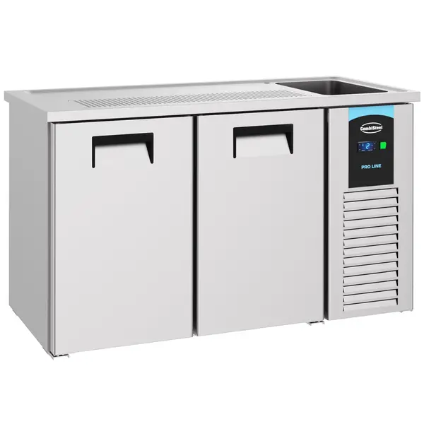 Vatenkoeler | PRO LINE | RVS | 2 Deuren | -2°C/+8°C | Geforceerd | Spoelbak (Rechts) | 1550x700x950(h)mm