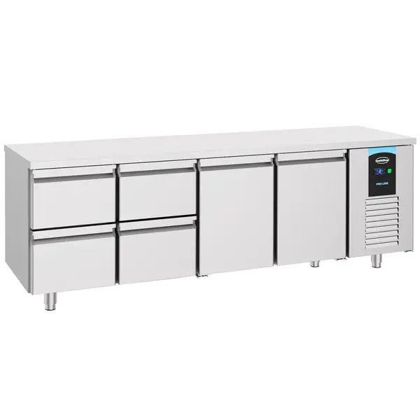 Koelwerkbank | ENERGY LINE | Energiezuinig | 632L | 2 Deuren + 4 Laden (1/1 GN) | -2°C/+8°C | Geforceerd | 2330x700x850(h)mm