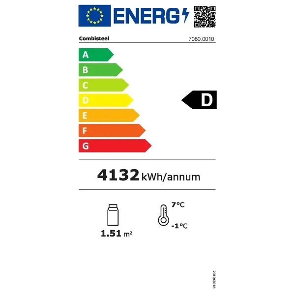 Wandkoeling | Zwart | +2°C/+8°C | Geforceerd | 4 Schappen | 1.29kW | Intern Nachtgordijn | 1300x660x1500(h)mm