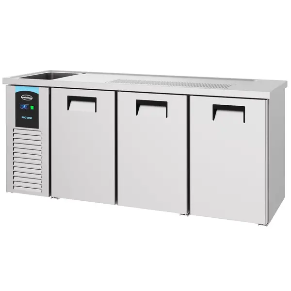 Vatenkoeler | PRO LINE | RVS | 3 Deuren | -2°C/+8°C | Geforceerd | Spoelbak (Links) | 2100x700x950(h)mm