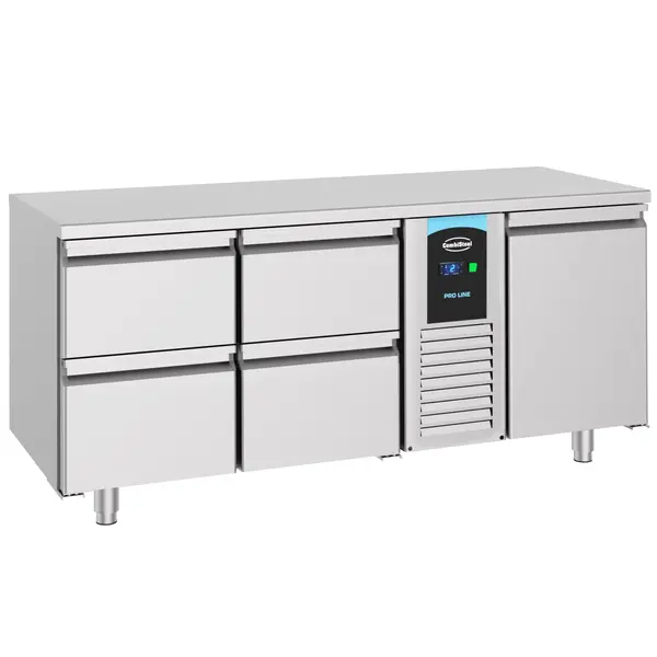 Koelwerkbank | ENERGY LINE | Energiezuinig | 474L | 1 Deur + 4 Laden (1/1 GN) | -2°C/+8°C | Geforceerd | 1785x700x850(h)mm