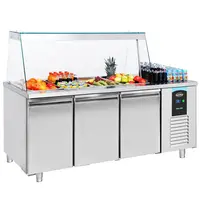 CombiSteel Saladette | PRO LINE | 474L | 3 Deuren (1/1 GN) | Boven 4x 1/1 GN | -2°C/+8°C | Geforceerd | Glasopzet | 1865x700x850/1375(h)mm 