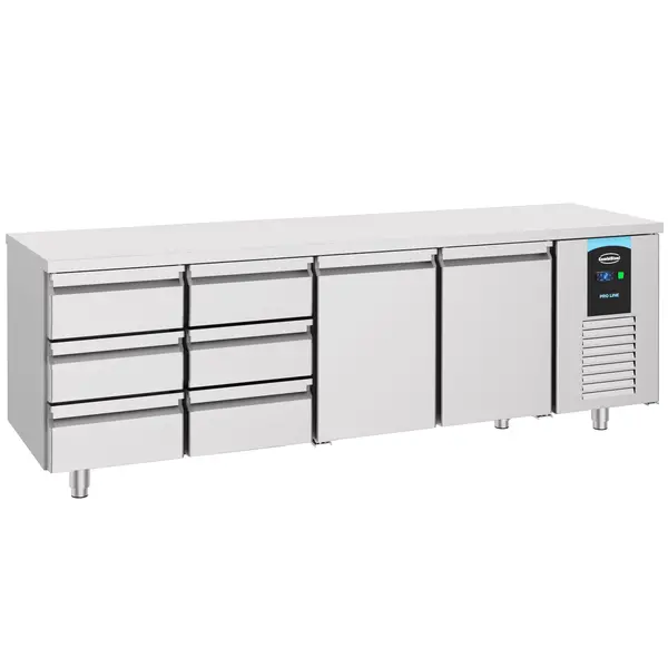 Koelwerkbank | ENERGY LINE | Energiezuinig | 632L | 2 Deuren + 6 Laden (1/1 GN) | -2°C/+8°C | Geforceerd | 2330x700x850(h)mm