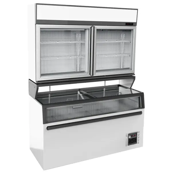 Wandvriezer | Wit | -18°C | Geforceerd | 3 Schappen | 1.38kW | Schuifdeksels + Glasdeuren | 1454x890x2000(h)mm