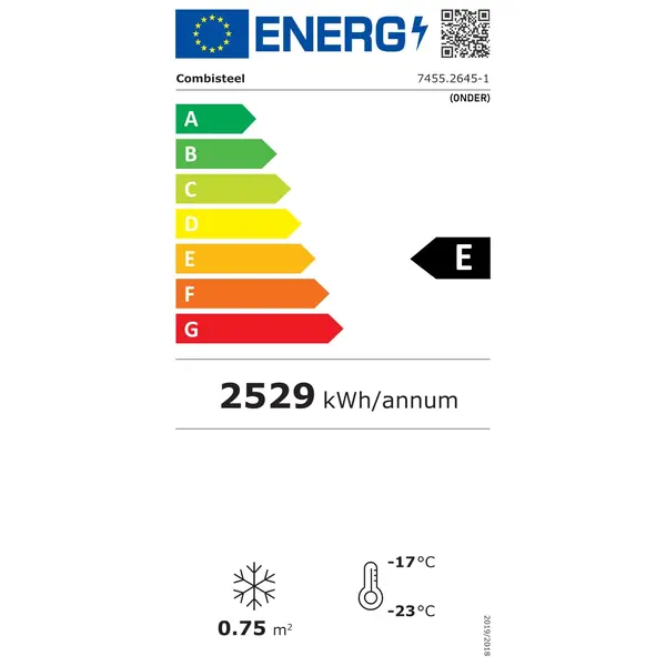 Wandvriezer | Wit | -18°C | Geforceerd | 3 Schappen | 1.38kW | Schuifdeksels + Glasdeuren | 1454x890x2000(h)mm