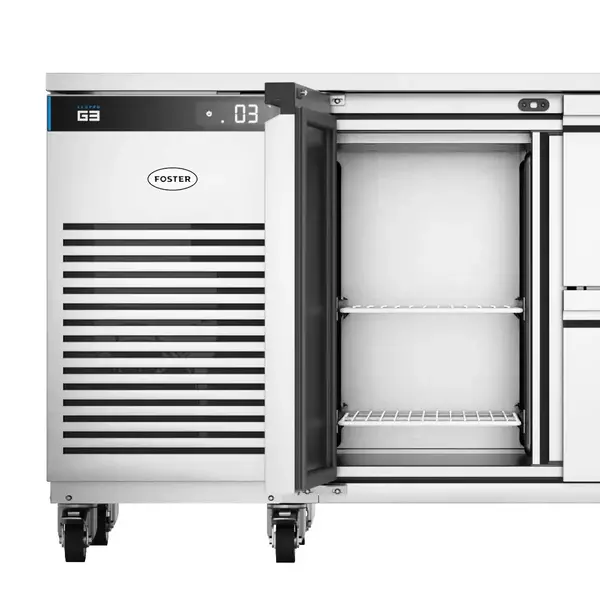 Koelwerkbank | EcoPro | Energiezuinig | 280L | 4 Laden (1/1 GN) | +1°C/+4°C | Geforceerd | Touchscreen | Wielen (Geremd) | 1365x700x865(h)mm