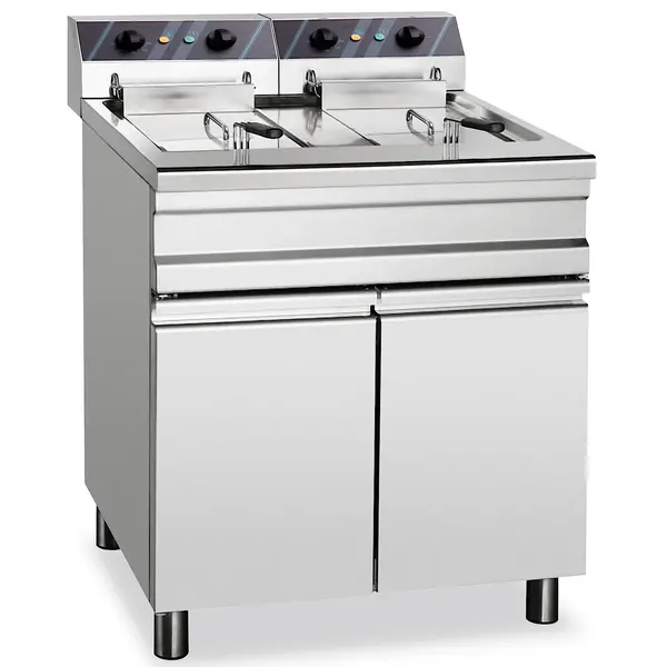 Friteuse | Elektrisch | 14+14L | 100°C/190°C | 18kW (2x 400V) | Aftapkranen | 750x655x845(h)mm