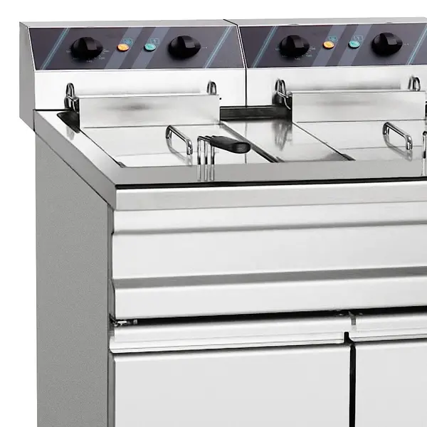 Friteuse | Elektrisch | 14+14L | 100°C/190°C | 18kW (2x 400V) | Aftapkranen | 750x655x845(h)mm