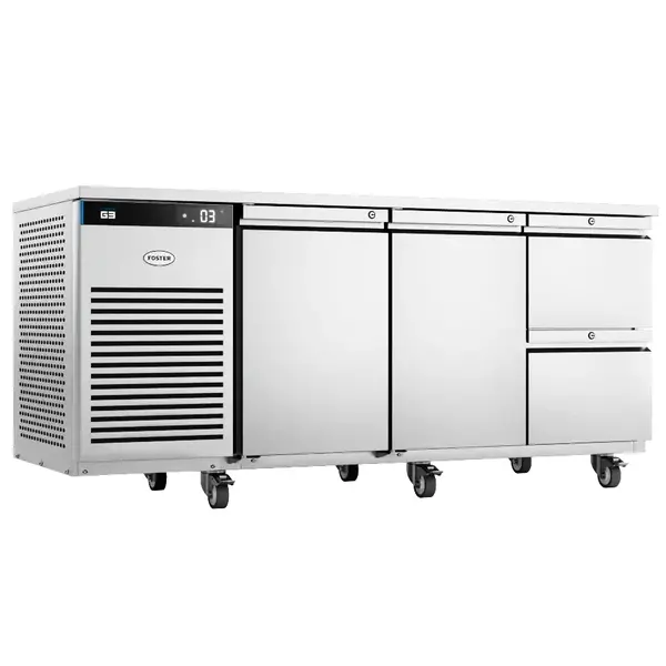 Koelwerkbank | EcoPro | Energiezuinig | 435L | 2 Deuren + 2 Laden (1/1 GN) | +1°C/+4°C | Geforceerd | Touchscreen | Wielen (Geremd) | 1815x700x865(h)mm