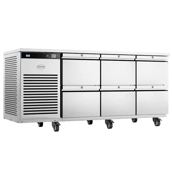 Koelwerkbank | EcoPro | Energiezuinig | 435L | 6 Laden (1/1 GN) | +1°C/+4°C | Geforceerd | Touchscreen | Wielen (Geremd) | 1815x700x865(h)mm