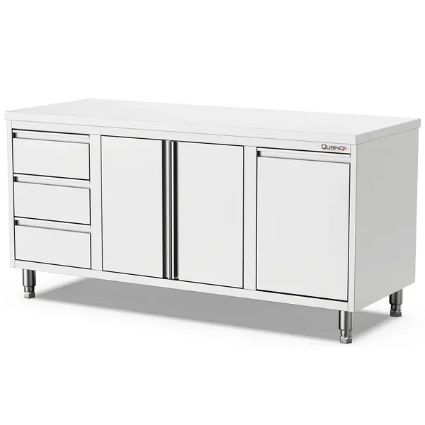 Werkbank | 600 LINE | RVS | Kanteldeur + Draaideuren + Laden (Links) | 1800x600x900(h)mm