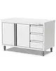 Qusinox Werkbank | 600 LINE | RVS | Draaideuren + Laden (Rechts) | 1000x600x900(h)mm 