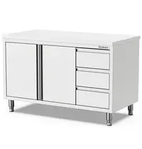 Qusinox Werkbank | 600 LINE | RVS | Draaideuren + Laden (Rechts) | 1200x600x900(h)mm 