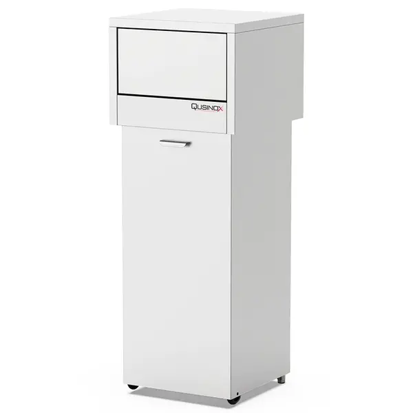 Afvalbak | RVS (Geborsteld) | 80L | Duwdeksel + Kanteldeur | 470x470x1260(h)mm
