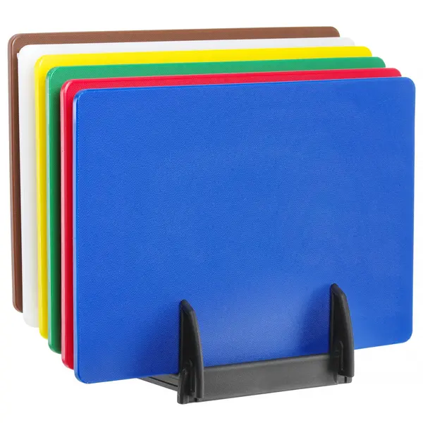 Snijplankenset | LDPE | Meerdere Kleuren | HACCP | 6 Stuks | Incl. Snijplankenrek | 450x300x10(h)mm