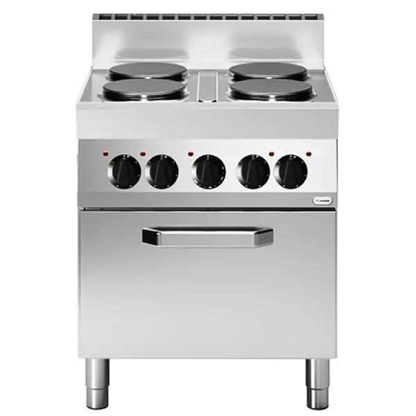 Fornuis + Heteluchtoven | FUN 650 | Elektrisch | 4 Kookpunten (Ø220) + Oven (1/1 GN) | 14.36kW (2x 400V) | 700x650x846/995(h)mm