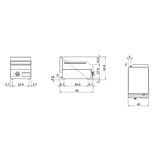 Bak-/Grillplaat | FUN 650 | Elektrisch | Glad Oppervlak 396x520 (Staal) | 4.5kW (400V) | 400x650x448(h)mm