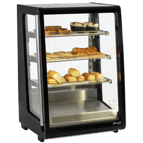Warmhoudvitrine | Zwart | 3 Niveaus | 30°C/80°C | 1.4kW (230V) | 620x590x800(h)mm