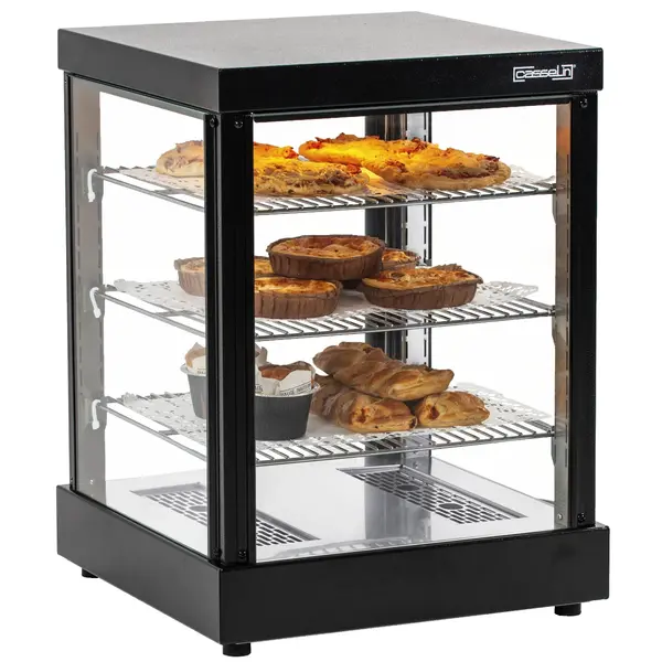 Warmhoudvitrine | Zwart | 3 Niveaus | 30°C/85°C | 0.4kW (230V) | 400x400x535(h)mm