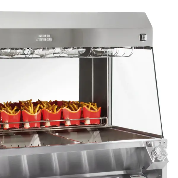 Frietwarmhoud-/Zoutstation | RVS | 50°C/90°C | Onder-/Bovenverwarming | 6x 1/6 GN | 2.7kW (230V) | Wielen (Geremd) | 1200x725x1600(h)mm