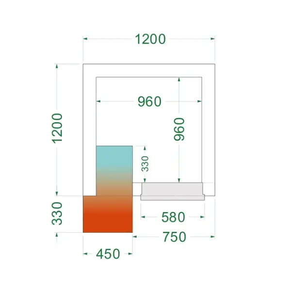 Vriescel | CR-SERIE | Incl. Motor | 1.81m³ | -10°C/-20°C | Isolatie 120mm | 230V | 1200x1200x2200(h)mm