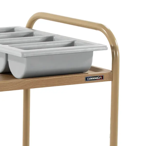 Serveerwagen | RVS (Houtlook) | 2 Niveaus (823x503) | Wielen (Geremd) | 850x525x945(h)mm