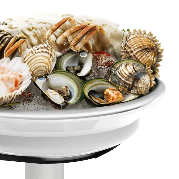 Zeevruchtendisplay | RVS/Zwart | Roterende Basis | Incl. Kom (Ø395) + 6 Schaaltjes (90x90/110x110) | Ø395x390(h)mm