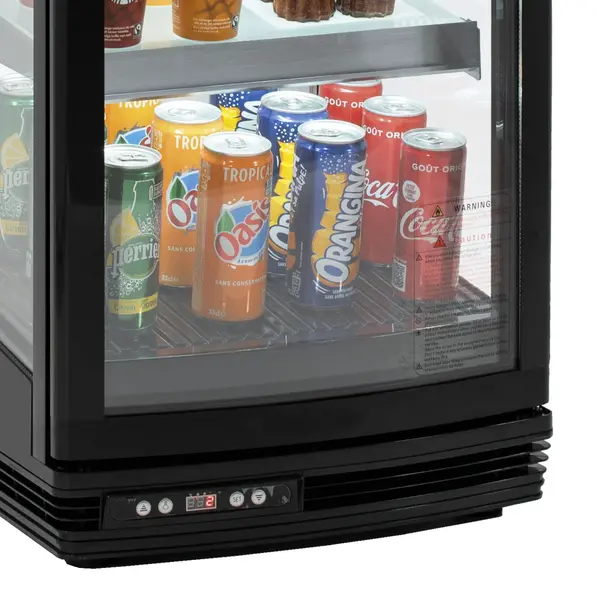 Koelvitrine | 93L | Zwart | +2°C/+8°C | Geforceerd | 4 Niveaus | Zelfbediening | 429x458x1004(h)mm