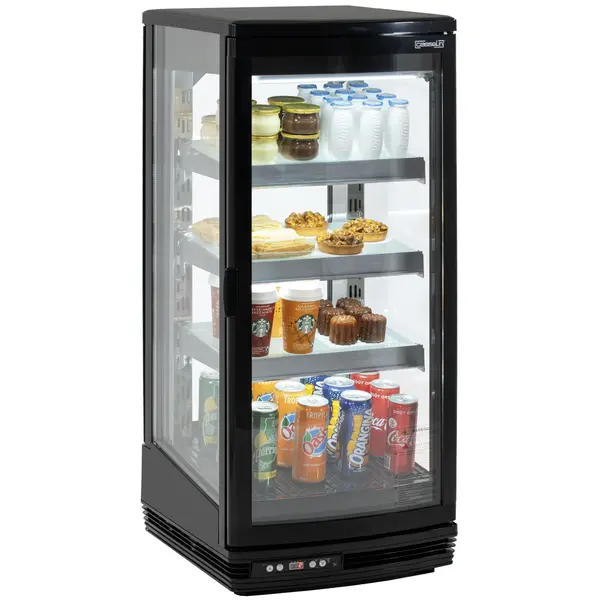 Koelvitrine | 93L | Zwart | +2°C/+8°C | Geforceerd | 4 Niveaus | Zelfbediening | 429x458x1004(h)mm
