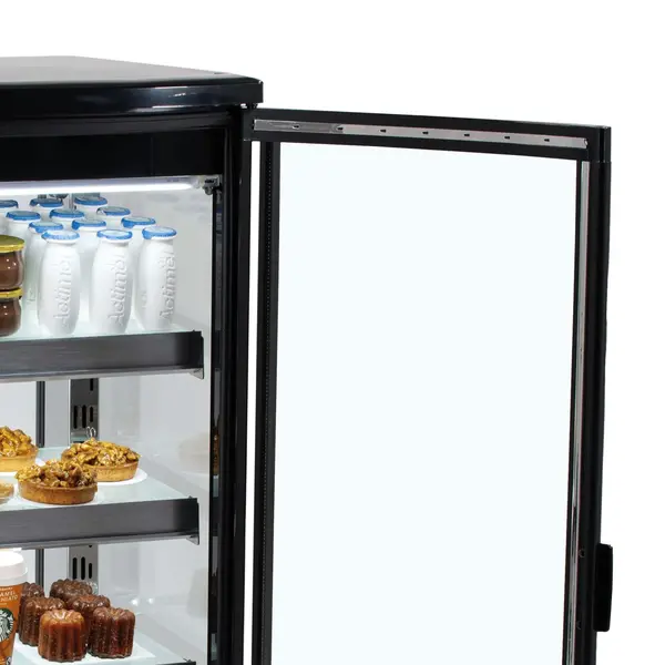 Koelvitrine | 93L | Zwart | +2°C/+8°C | Geforceerd | 4 Niveaus | Zelfbediening | 429x458x1004(h)mm