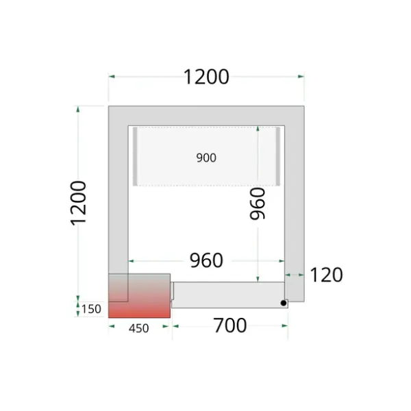 Koel-/Vriescel | CR-SERIE | 1.81m³ | Isolatie 120mm | 1200x1200x2200(h)mm